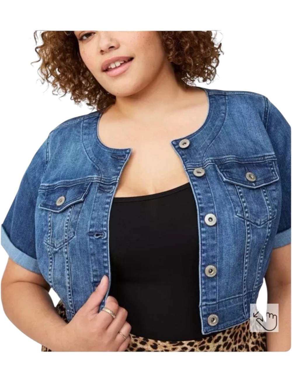 Denim Crop Bolero Blue Cropped Denim Jacket - Classic Short Sleeve sz 2X